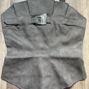 Fashion Nova Charcoal Faux Leather Top
